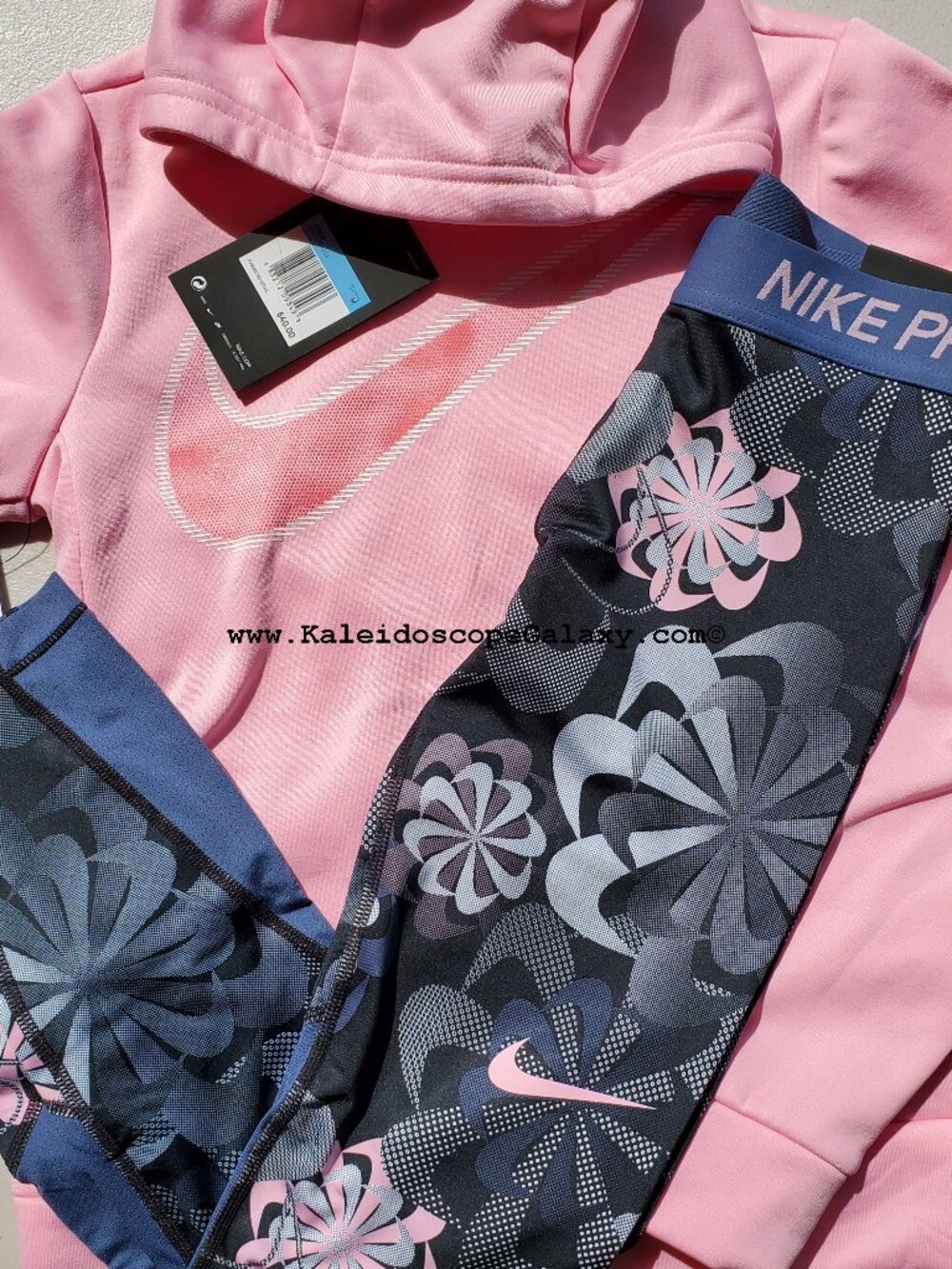 Nike Pro Girls Size XS Leggings w/ Size Small Hoodie Sweatshirt ~ Pink Gray